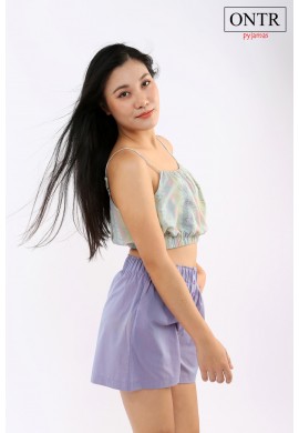 Bộ hai dây crop top xanh tím Free Size